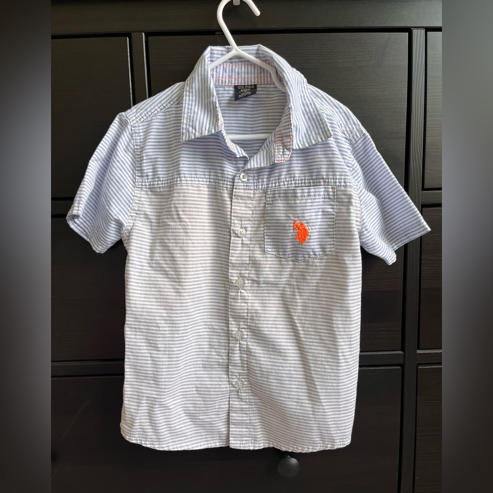 U.S. Polo Assn. Blue and White Striped Button Down Shirt